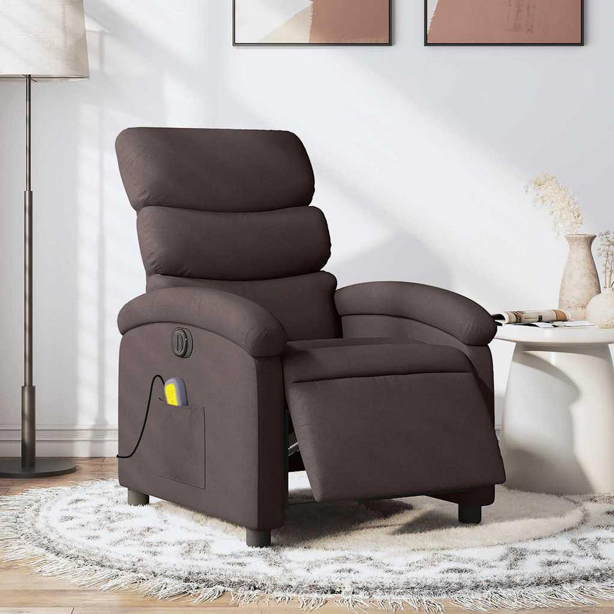 MASSAGESESSEL Elektrisch Dunkelbraun Stoff - Dunkelbraun/Braun, Textil (147/80/70cm) - vidaXL