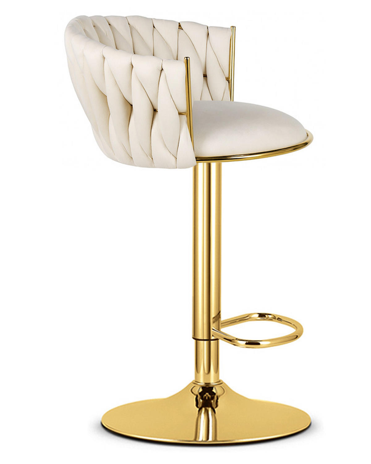 BARHOCKER MIG beiger Sitz, Goldbasis - Beige, Textil (51/105/50cm) - Valora