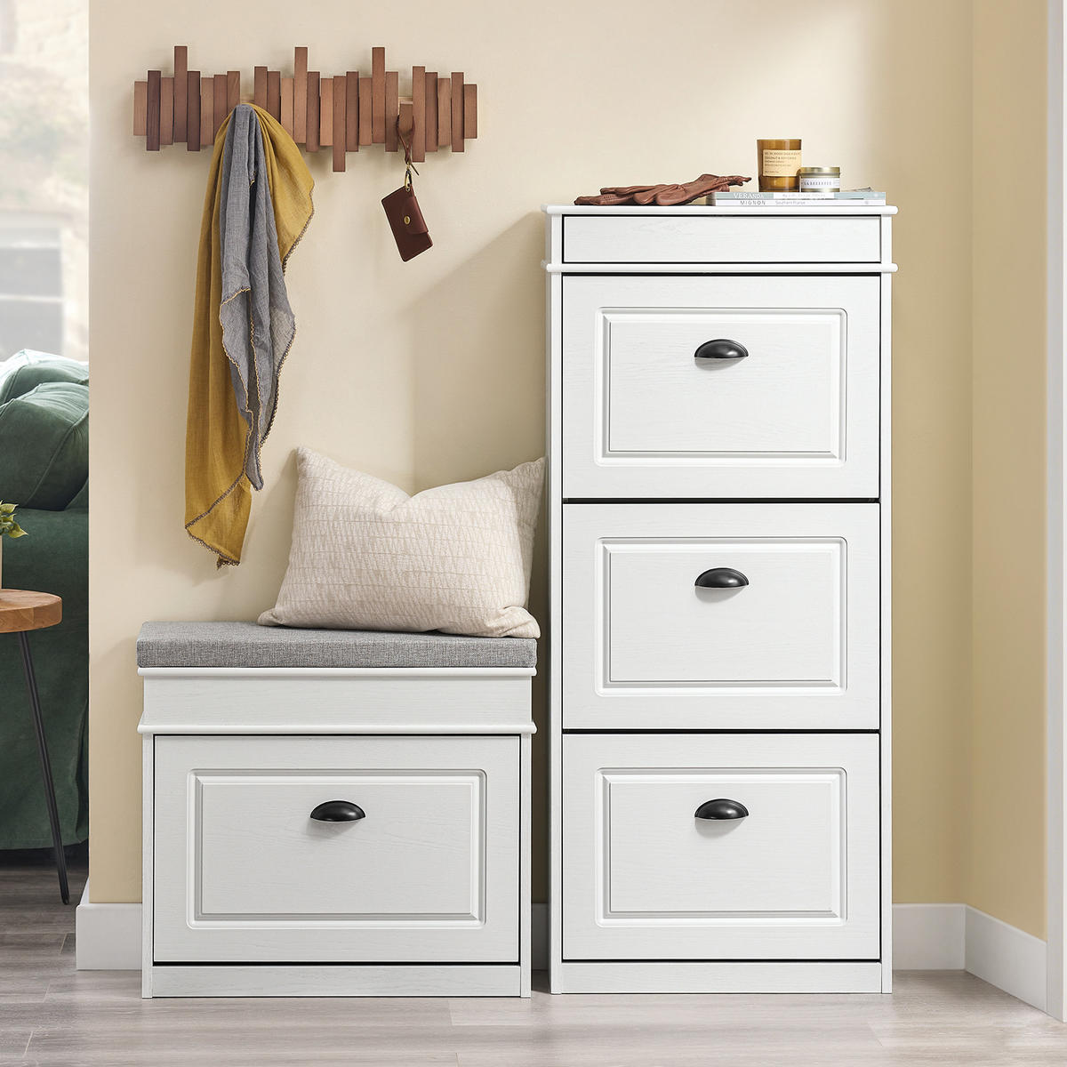 SCHUHSCHRANK Weiß - Weiß, Holzwerkstoff (53/118/24cm) - SoBuy