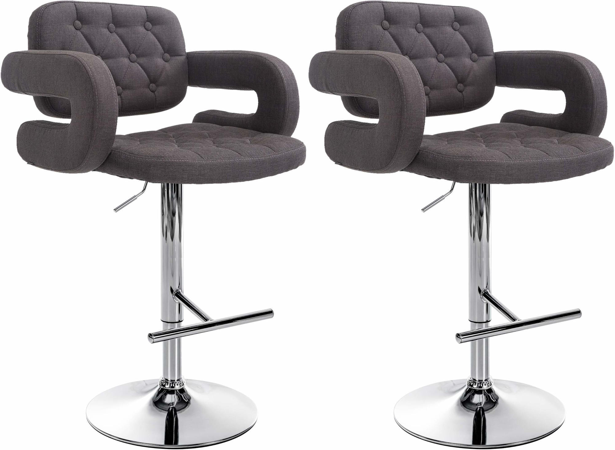 BARHOCKER 2er Set Stoff dunkelgrau - Chromfarben/Dunkelgrau, Textil/Metall (62/103/55cm) - CLP