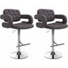 BARHOCKER 2er Set Stoff dunkelgrau - Chromfarben/Dunkelgrau, Textil/Metall (62/103/55cm) - CLP