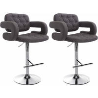 BARHOCKER 2er Set Stoff dunkelgrau - Chromfarben/Dunkelgrau, Textil/Metall (62/103/55cm) - CLP