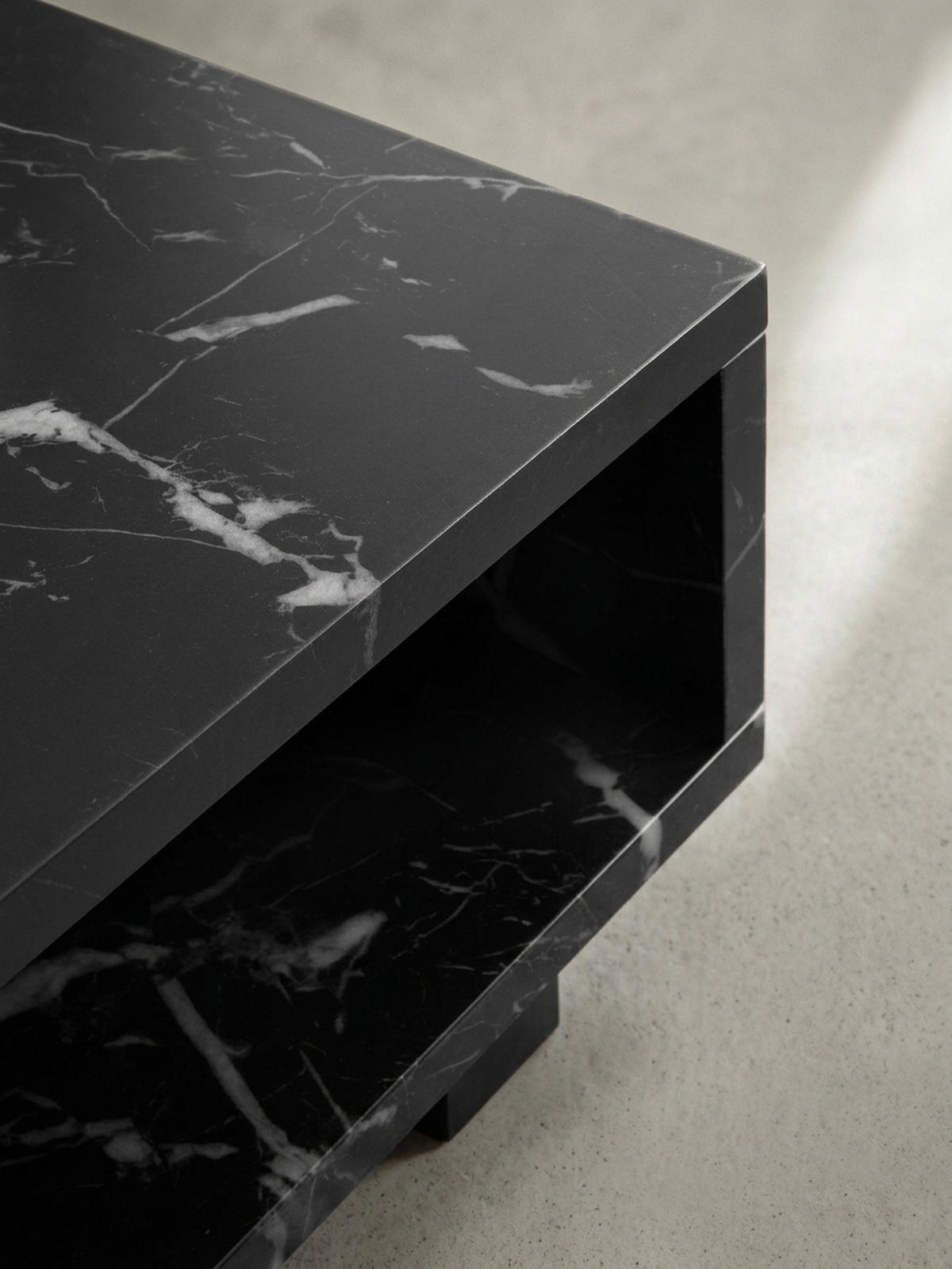 COUCHTISCH in Stein-Optik Modern mit Stauraum Rechteckig Schlicht, Schwarz 100x50x25 cm - Schwarz, Kunststoff (50/100/25cm) - KADIMA DESIGN