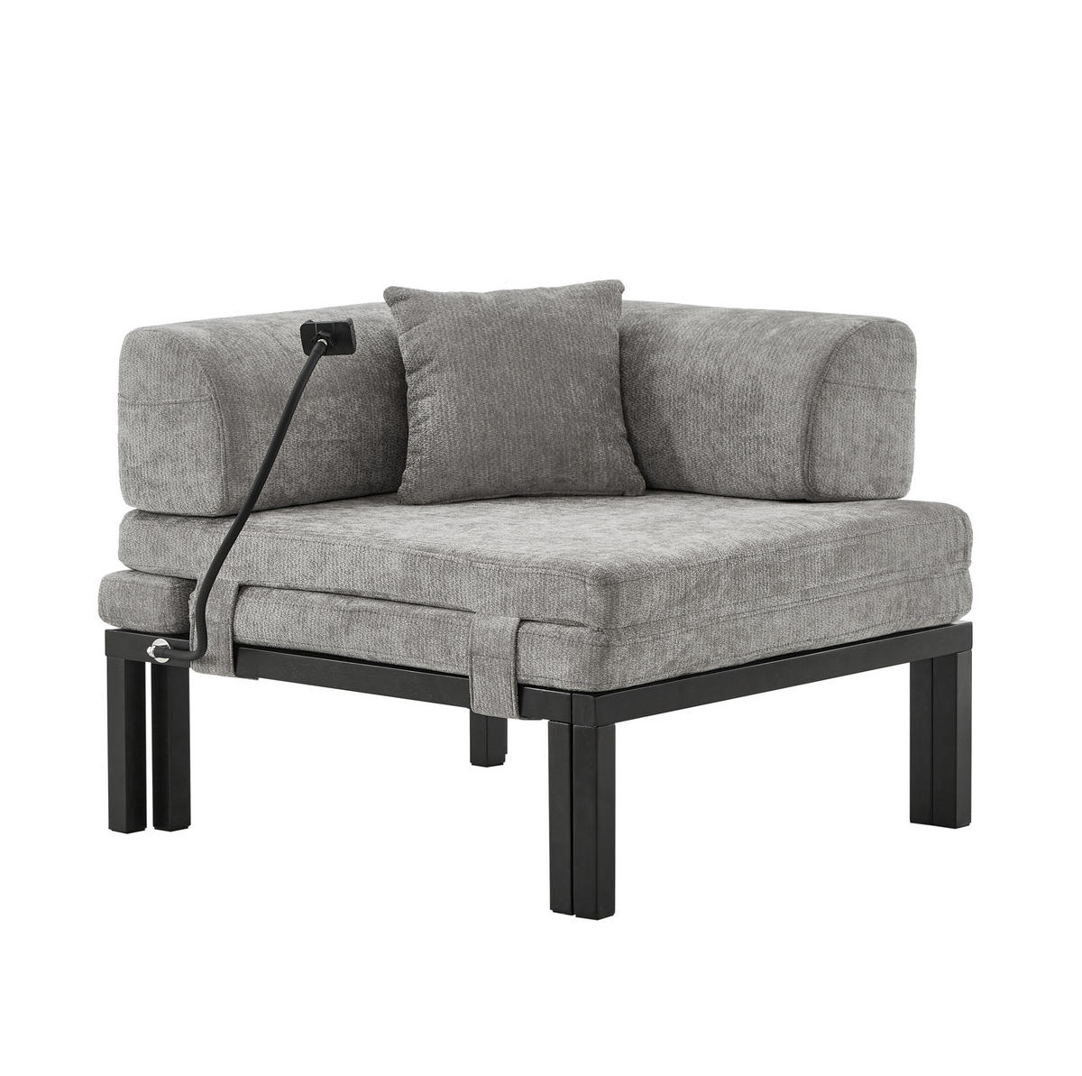 SCHLAFSOFA aus Samt Hellgrau mit ausziehbarer Einzelfunktion und klappbarem, platzsparendem Design - Hellgrau, Textil (176/64/81cm) - Modfu