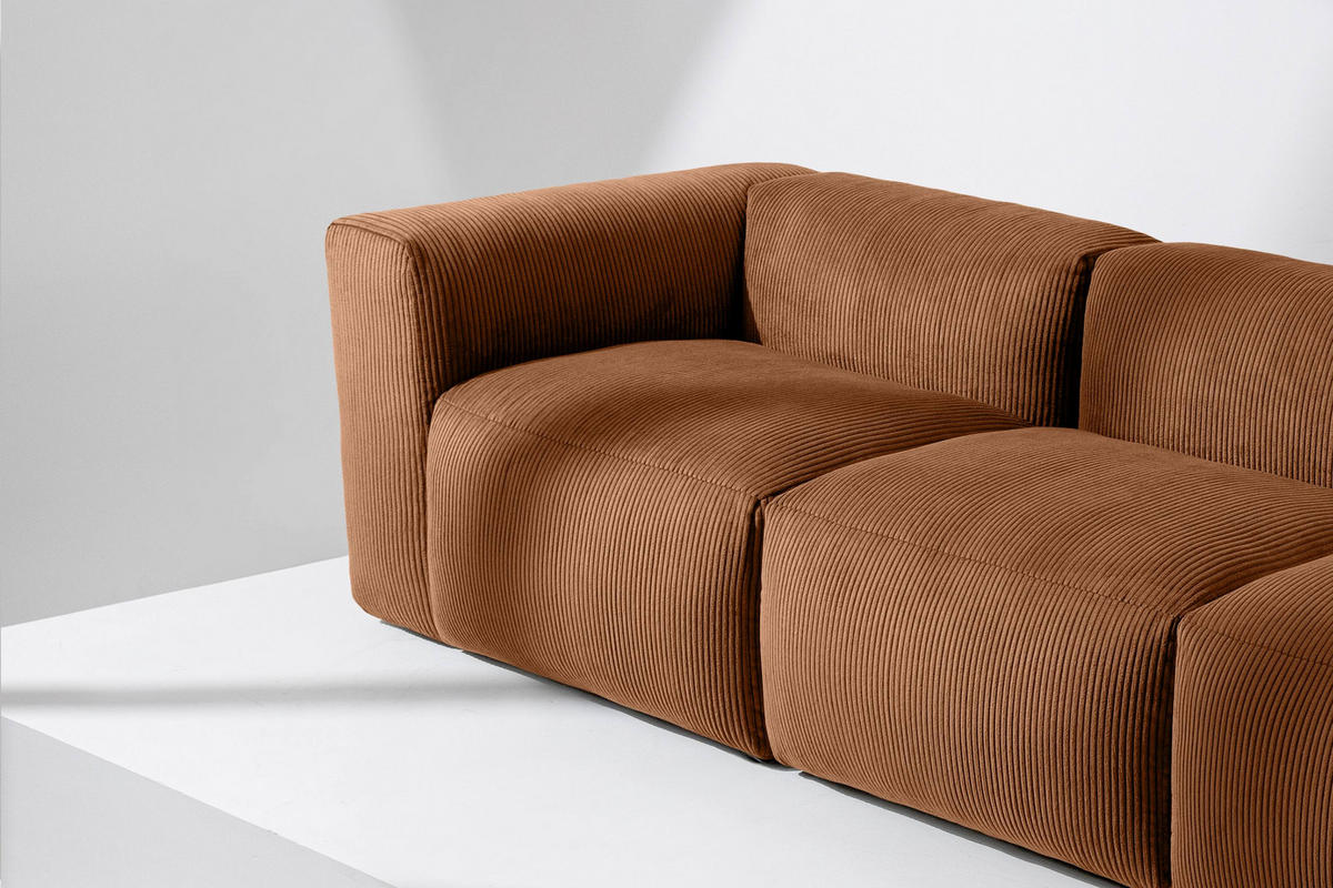 3-SITZER-MODULSOFA BUFFO mit extrem weicher und bequemer Sitzfläche, Kordstoff, ore - Orange, Textil (290/73/96cm) - KONSIMO®