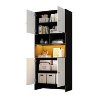 MEHRZWECKSCHRANK, 4 Türen, 3 Fächer, Holz, Schwarz/Weiß, 80x40x185cm - Multicolor, Holzwerkstoff (40/185/80cm) - FLIEKS