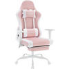 GAMINGSTUHL mit Lendenkissen, Massagefunktion, Rosa+Weiß - Weiß/Rosa, Textil/Metall (70/129/57.5cm) - Woltu