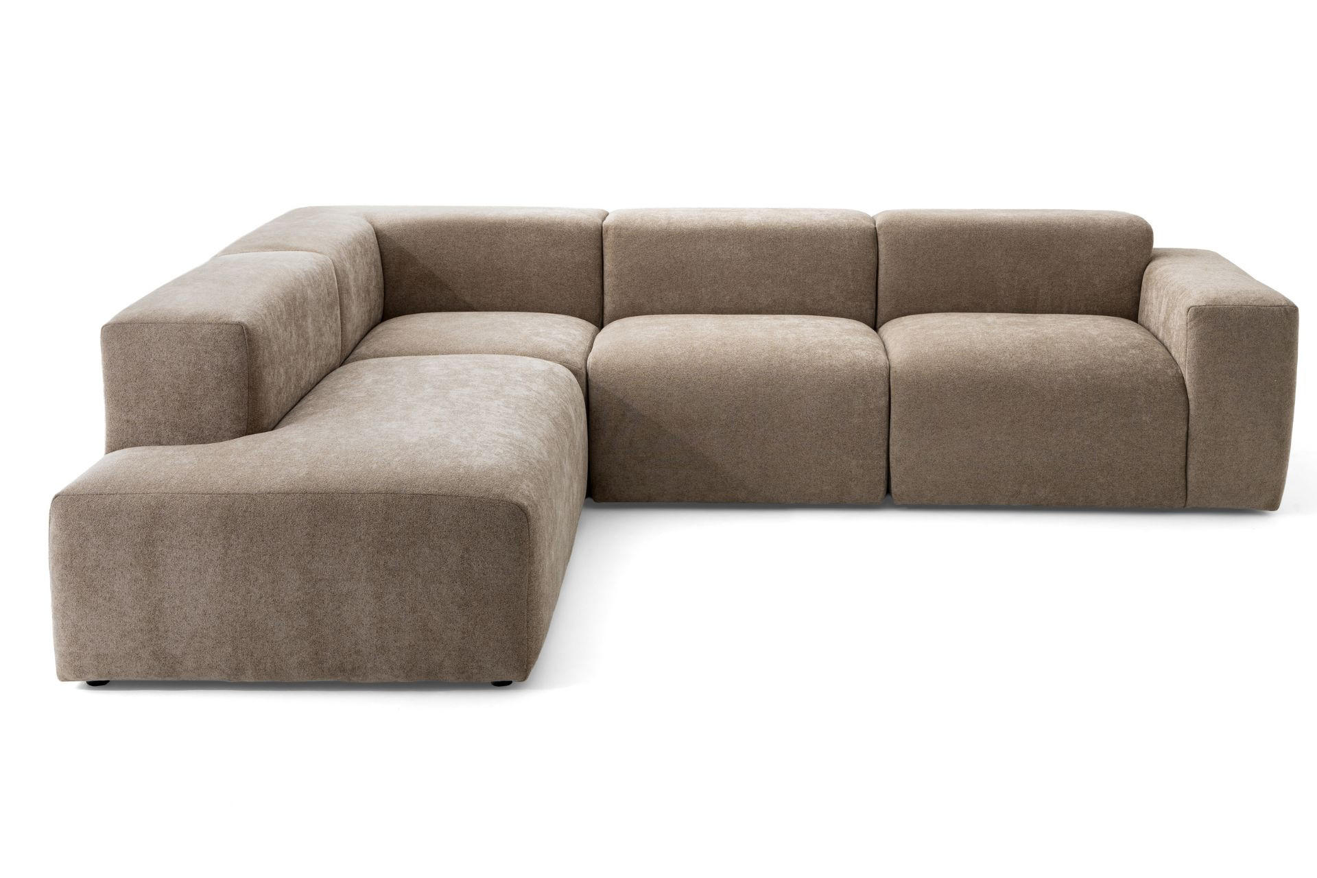 4-SITZER modulares Ecksofa HEAVEN SET 2 Links, Breite 300 cm Webstoff Braun - Schwarz/Braun, Holz/Kunststoff (300/245cm) - Muffo