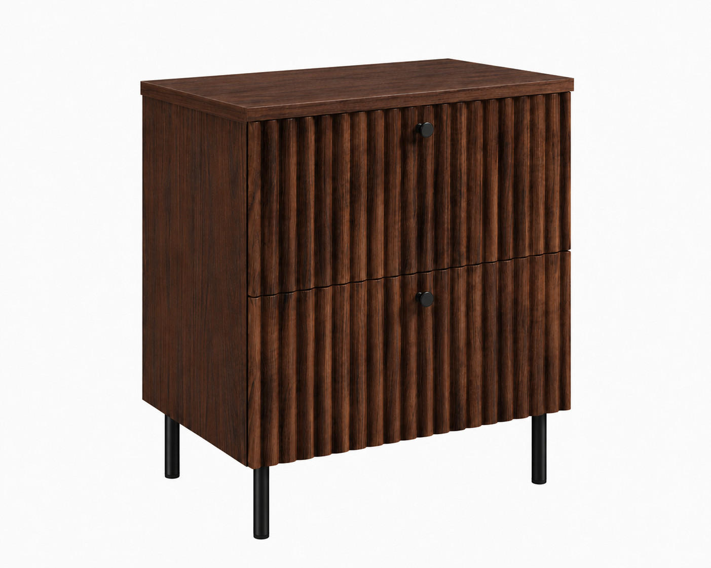 BADEZIMMERSCHRANK: Nusseiche / Platte Nusseiche / Griffe Schwarz / Beine Schwarz, 60 x 44,4 x 73,6 cm - Eichefarben/Schwarz, Holzwerkstoff (60/73.6/44.4cm) - 3XE LIVING