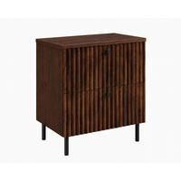 BADEZIMMERSCHRANK: Nusseiche / Platte Nusseiche / Griffe Schwarz / Beine Schwarz, 60 x 44,4 x 73,6 cm - Eichefarben/Schwarz, Holzwerkstoff (60/73.6/44.4cm) - 3XE LIVING