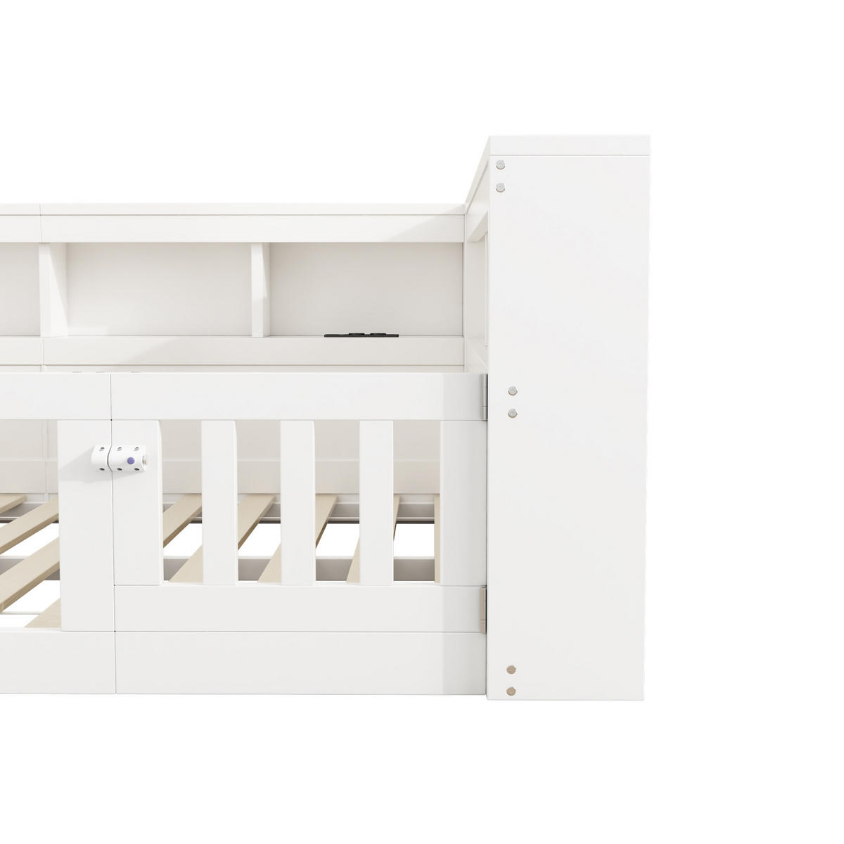 KINDERBETT 140/190 cm Weiß mit Stauraum und USB-Anschlüssen - Weiß, Holzwerkstoff (140/190cm) - Flora Grace