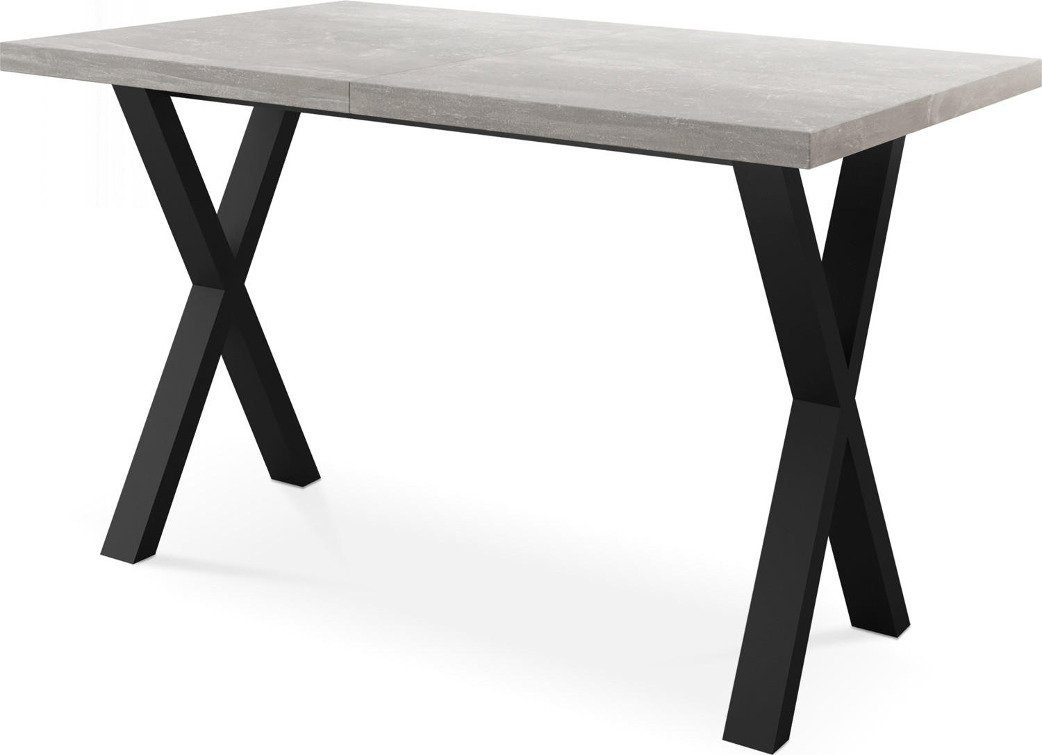 ESSTISCH Blake rechteckig ausziehbar, Grauer Beton 140-240/80/76 cm - Hellgrau/Schwarz, Holzwerkstoff/Metall (140/80/76cm) - WFL GROUP