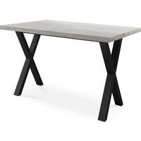 ESSTISCH Blake rechteckig ausziehbar, Grauer Beton 120-220/80/76 cm - Hellgrau/Schwarz, Holzwerkstoff/Metall (120/80/76cm) - WFL GROUP
