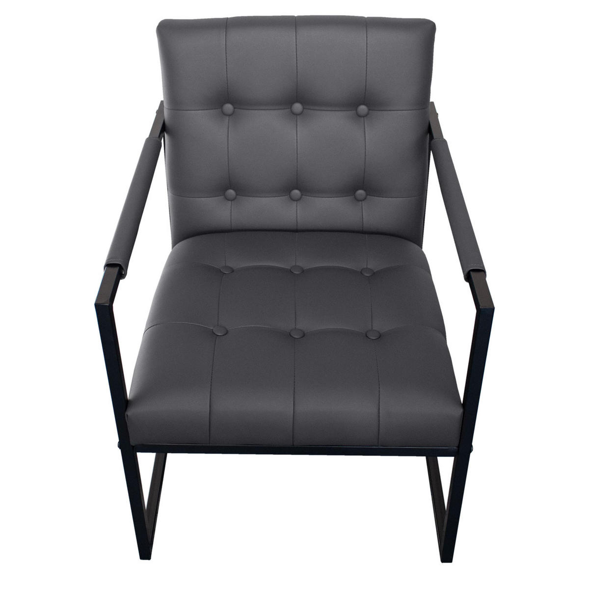LOUNGESESSEL JONES Kunstleder Dunkelgrau - Schwarz/Grau, Textil/Metall (53/73/69cm) - SVITA