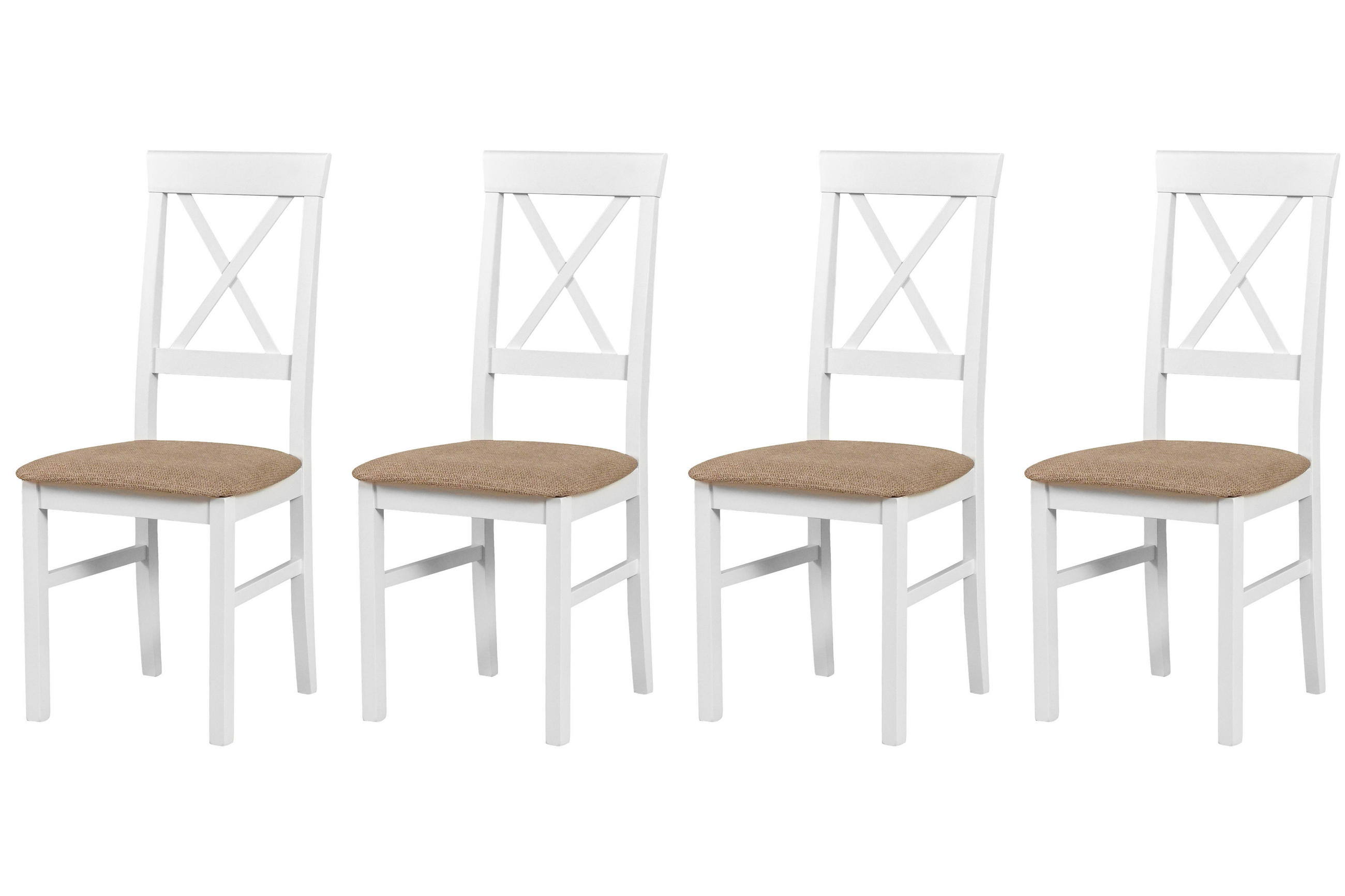STUHL Nilo 14 (4er Set) - Beige/Weiß, Holz (43/94/40cm) - Leaf Design