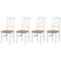 STUHL Nilo 14 (4er Set) - Beige/Weiß, Holz (43/94/40cm) - Leaf Design
