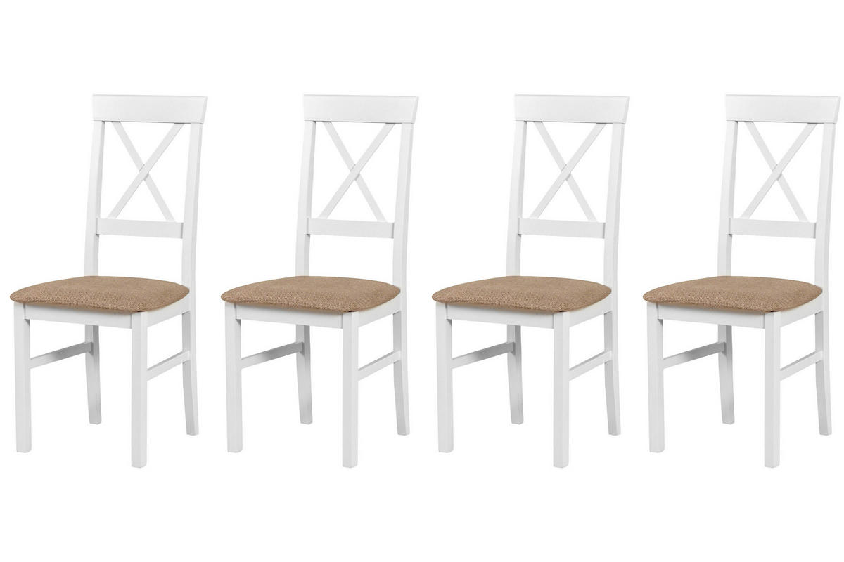 STUHL Nilo 14 (4er Set) - Beige/Weiß, Holz (43/94/40cm) - Leaf Design