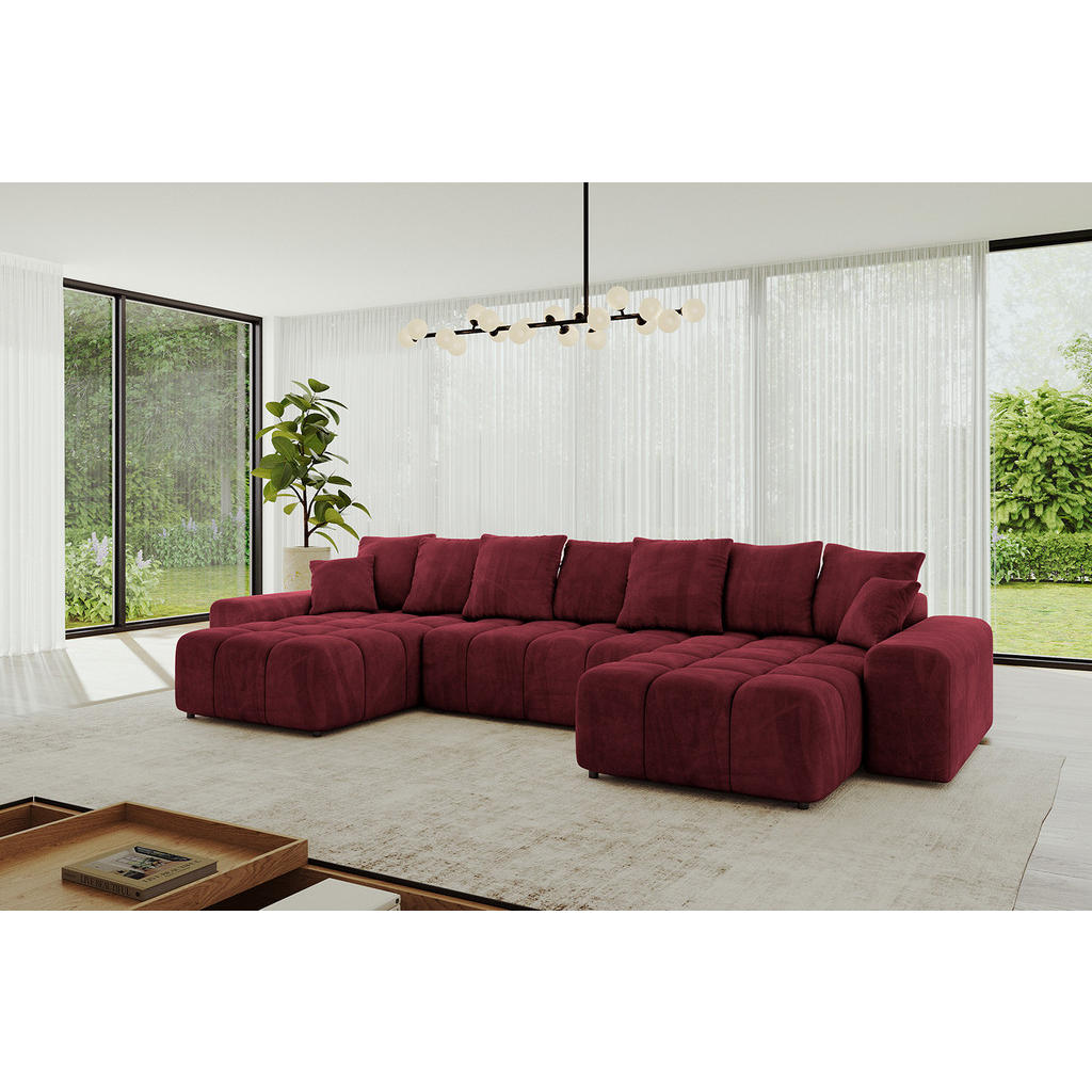Thumbnail - Altdecor Wohnlandschaft, Bordeaux, Textil, 6-Sitzer, U-Form, 390x84x175 cm, Wohnzimmer, Sofas & Couches, Wohnlandschafte...
