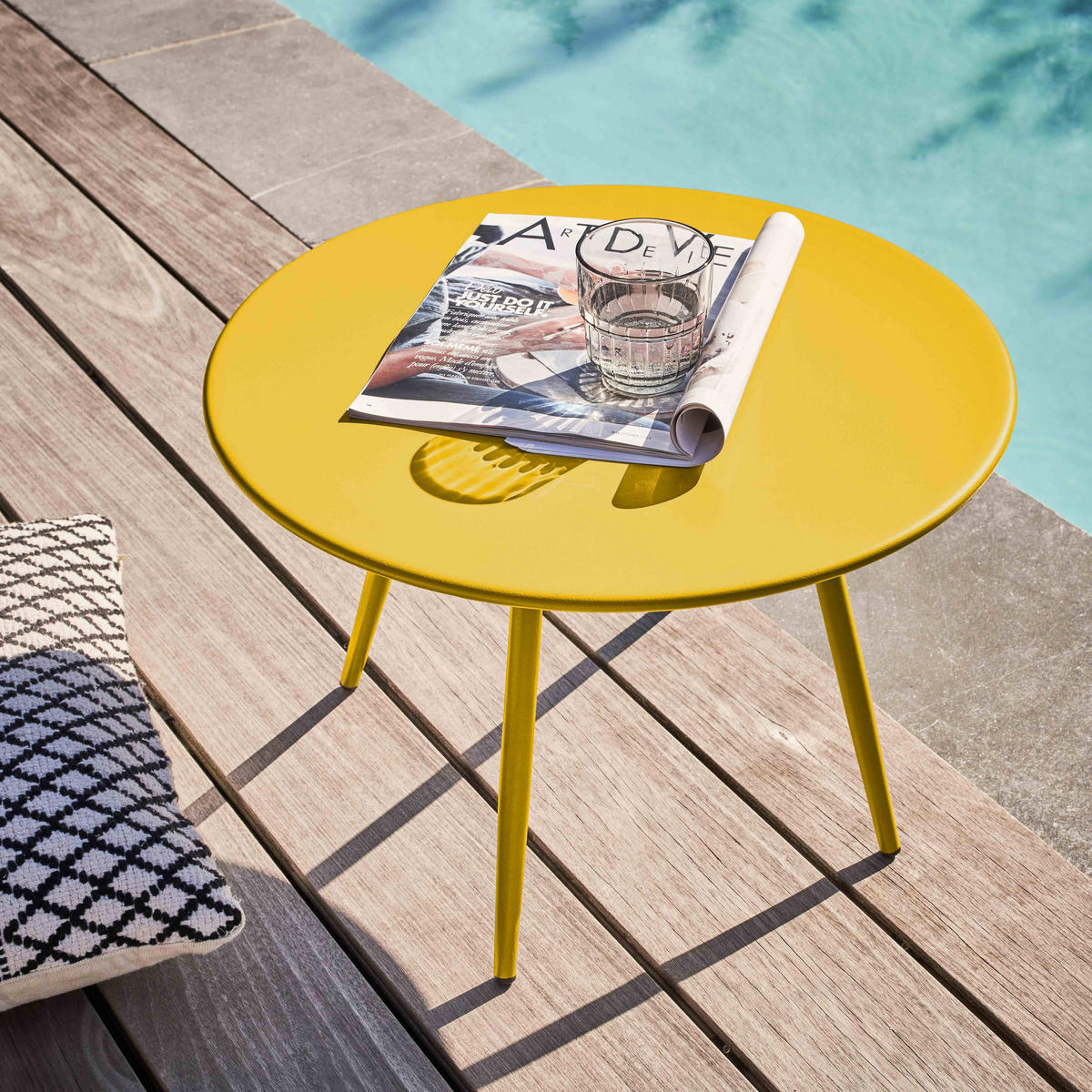 GARTEN-LOUNGETISCH, Gelb - Gelb, Metall (90/50/34cm) - Oviala