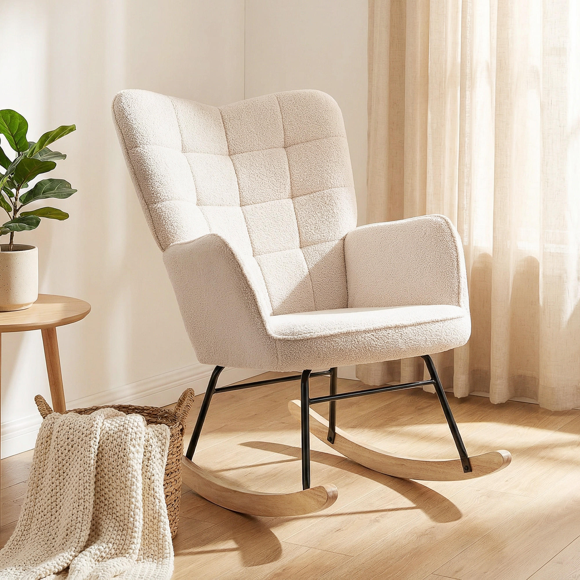 HOUPAČKOVÉ KŘESLO Relaxační křeslo do 120 kg, polyester, béžové 98x71x101cm - přírodní/šampaňská, bukové dřevo/textil (98/101/71cm) - HOMCOM