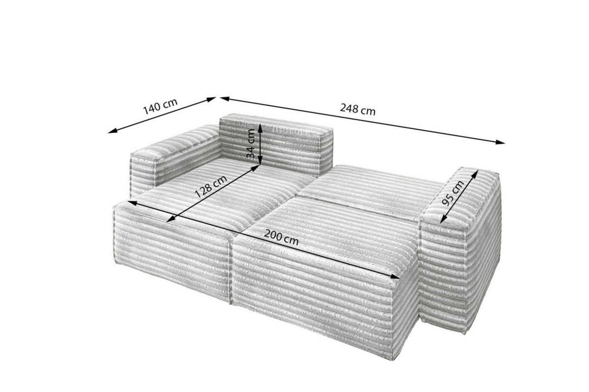 ECKSOFA Schlafsofa Madlen - Schwarz, Holzwerkstoff/Textil (248/140cm) - Fun Möbel