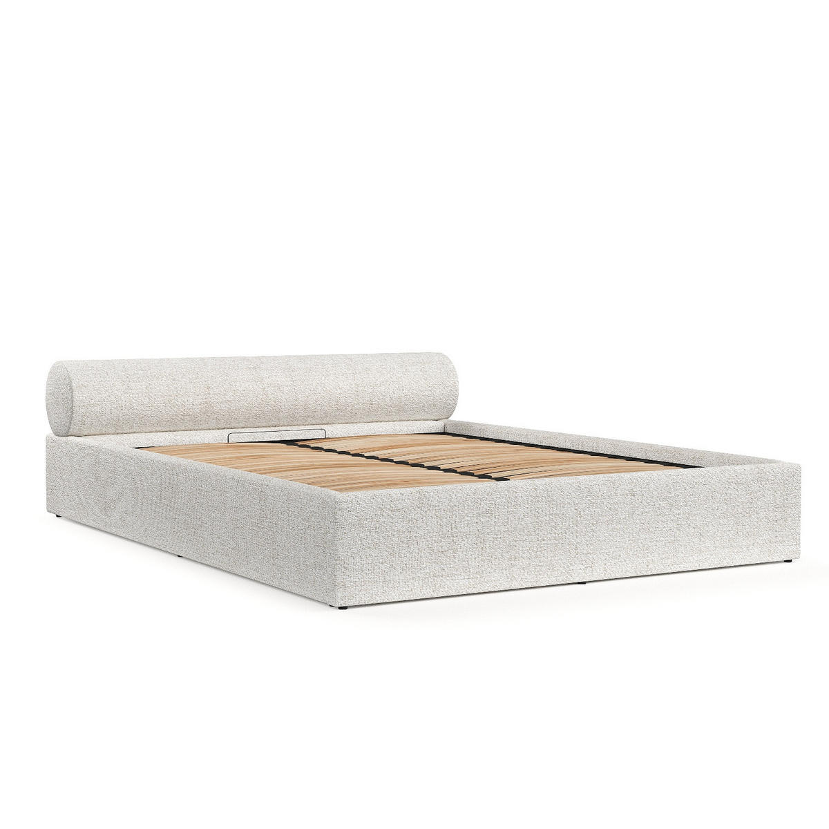 POLSTERBETT Solvo mit Stauraum 180/200 cm Creme im Neve Stoff - Creme/Schwarz, Holz/Holzwerkstoff (180/200cm) - AltaBeds