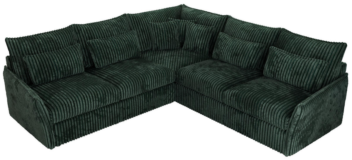 ECKSOFA VERSO L Grün Cord - Schwarz/Grün, Kunststoff/Textil (270/270cm) - MKS