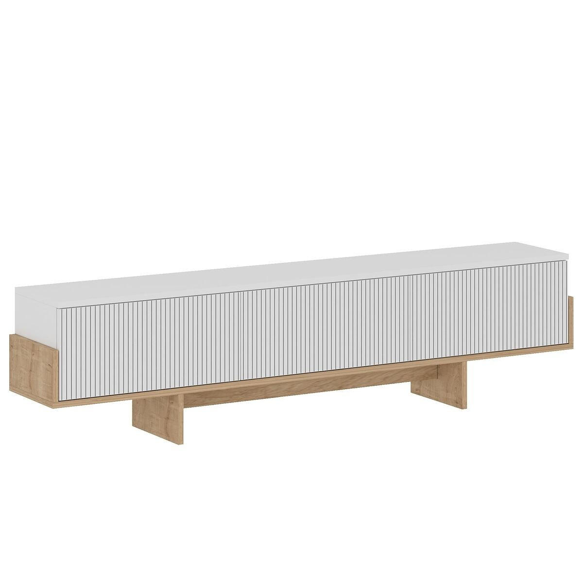 TV-MÖBEL mit 3 abklappbaren Türen gestreift 30/180/44,6 cm - Weiß, Holzwerkstoff (30/44.6/180cm) - Calicosy