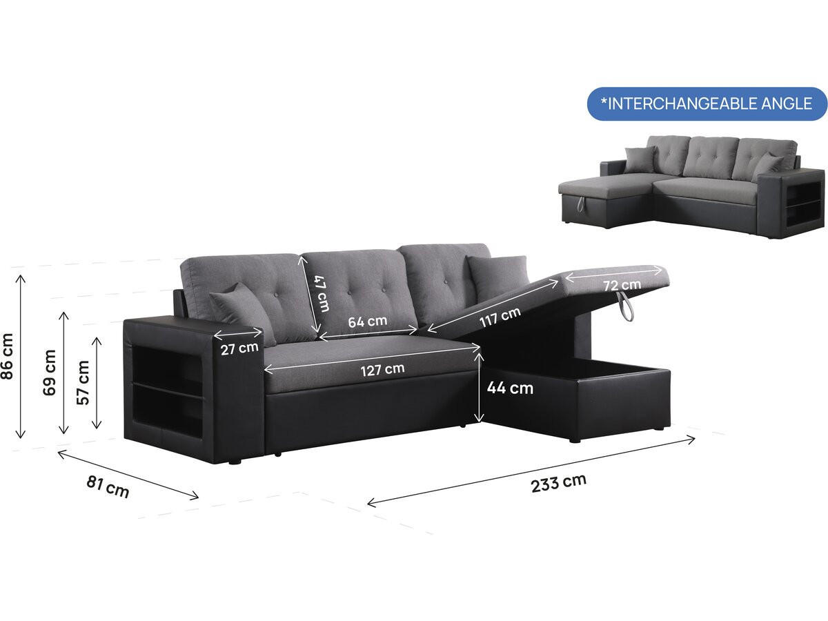 ECKSOFA axel Schwarz/Grau - Grau, Textil (146/233cm) - Habitat Garten
