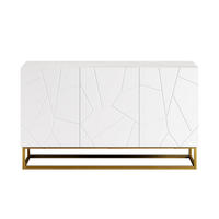 SIDEBOARD mit Goldbeinen und 3 Türen, 130/36/76cm - Weiß, Holzwerkstoff (130/76/36cm) - Urban Meuble