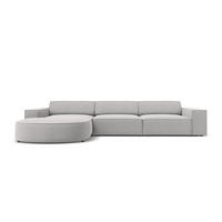 ECKSOFA links Jodie aus strukturiertem Stoff hellgrau 4 Sitzplätze - Hellgrau, Textil (166/284cm) - Micadoni