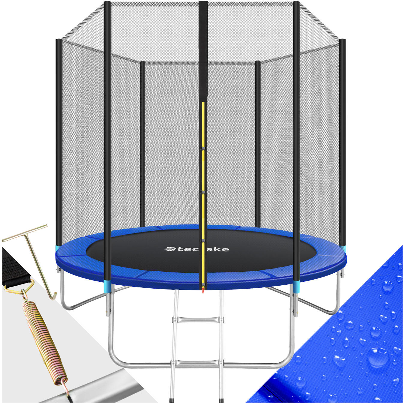 TRAMPOLIN Garfunky,inklusive Einstiegsleiter,schwarz/blau - Blau/Schwarz, Metall (244/239/244cm) - tectake