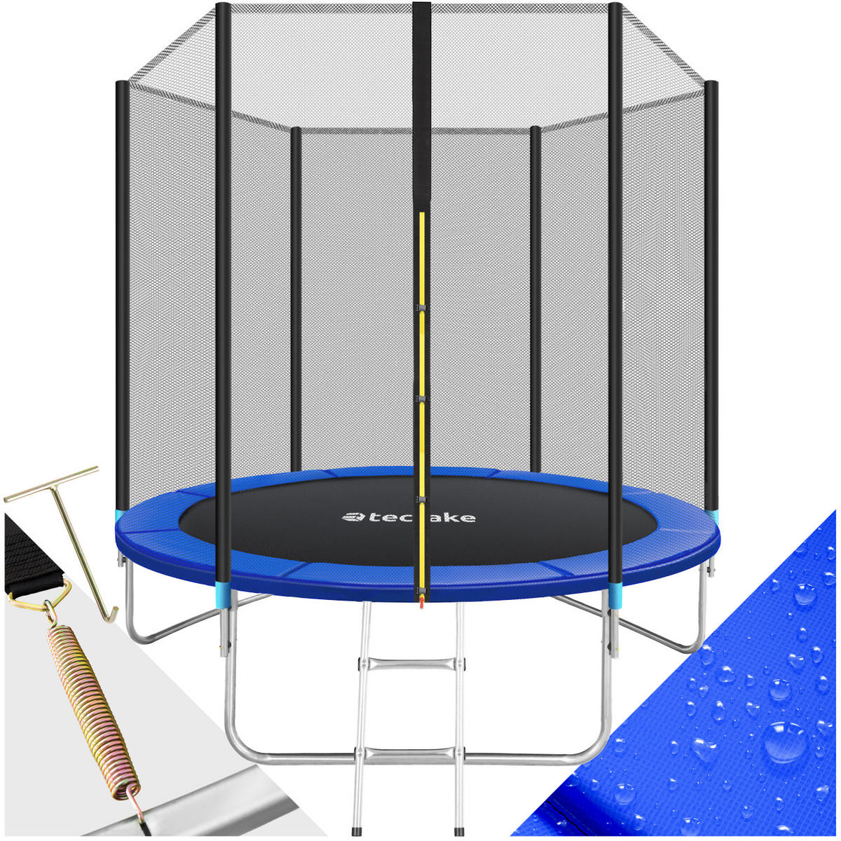 TRAMPOLIN Garfunky,inklusive Einstiegsleiter,schwarz/blau - Blau/Schwarz, Metall (244/239/244cm) - tectake