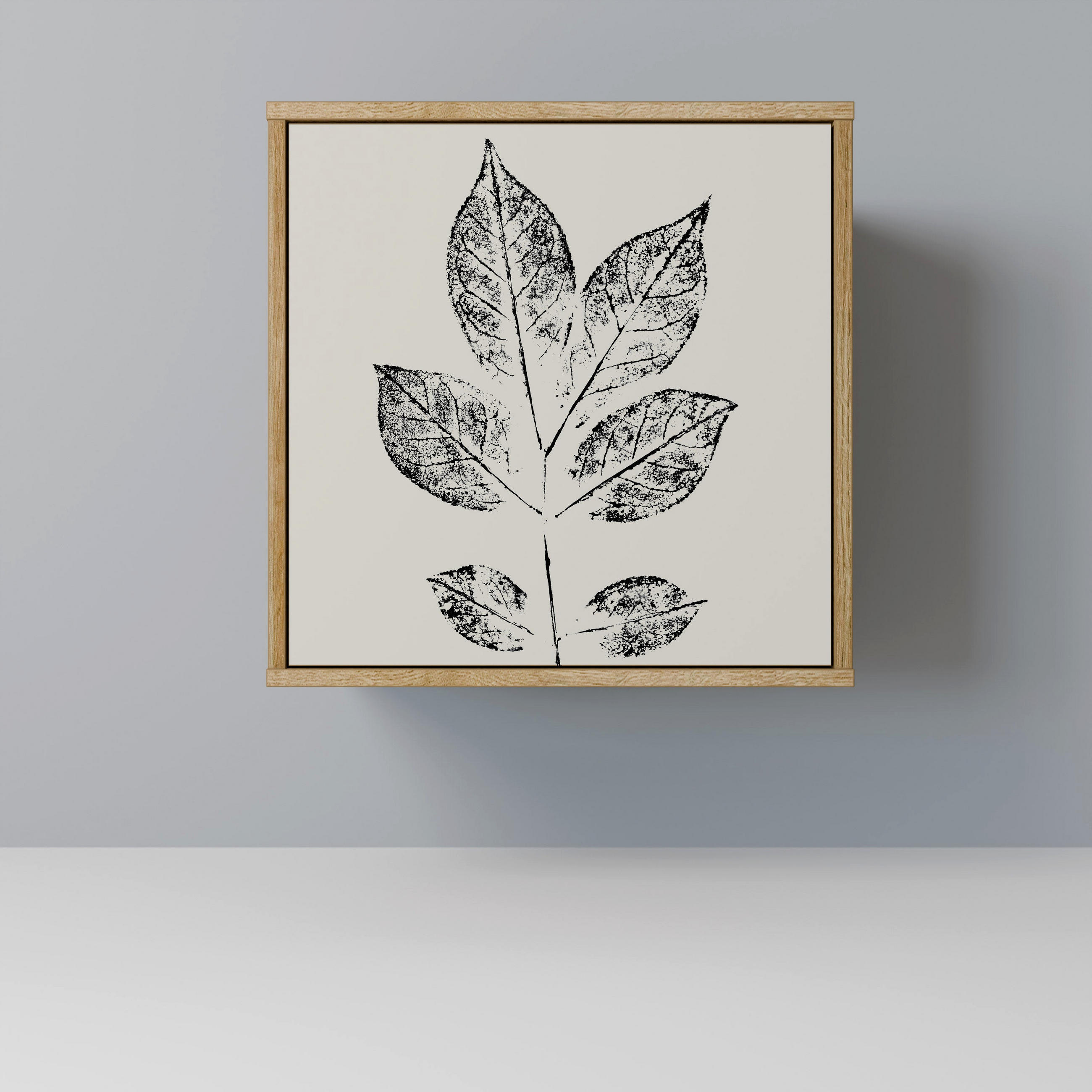 SIDEBOARD LEAFY STAMPS, Eichefarben, 57,5x42x57,5 cm, Ohne Füße - Eichefarben/Multicolor, Holzwerkstoff (57.5/57.5/42cm) - SpaceRebels