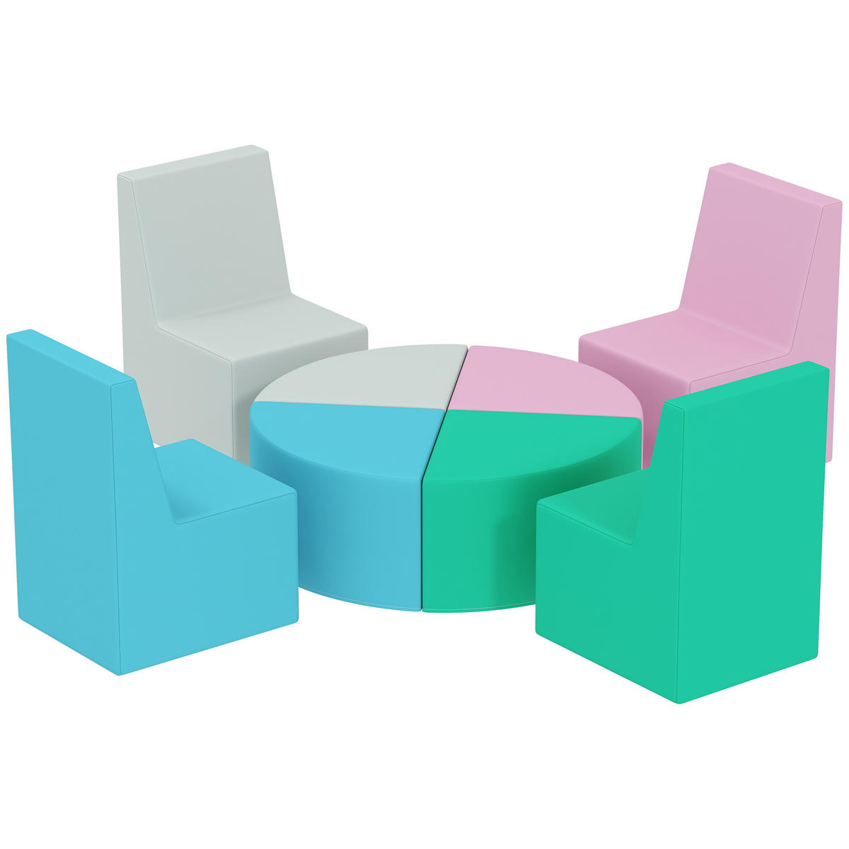 MOTORIKSPIEL DE-18218 modular, 8-teilig, als Tisch & Hocker nutzbar Bunt - Multicolor, Kunststoff (150/50/150cm) - ComfortXL