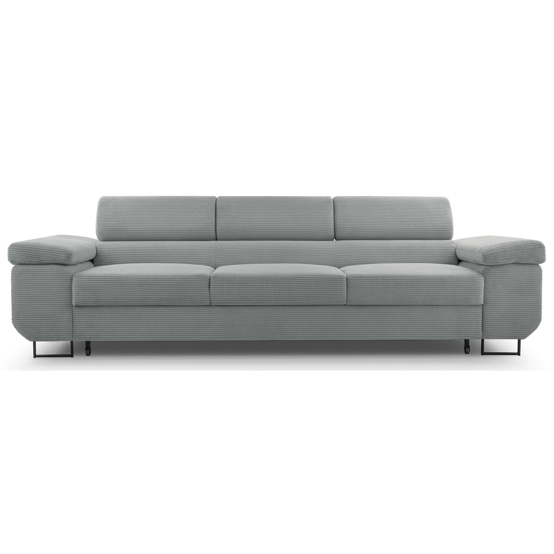 3-SITZER SOFA Capurso Graubraun Cord - Graubraun/Schwarz, Textil/Metall (274/90/98cm) - Selsey