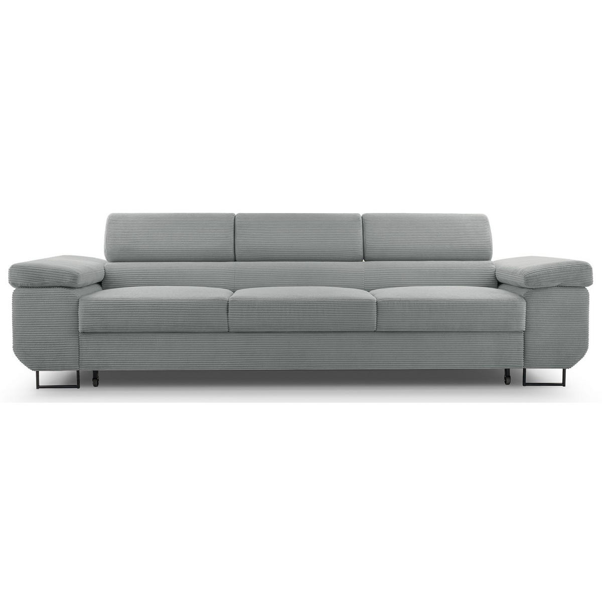 3-SITZER SOFA Capurso Graubraun Cord - Graubraun/Schwarz, Textil/Metall (274/90/98cm) - Selsey