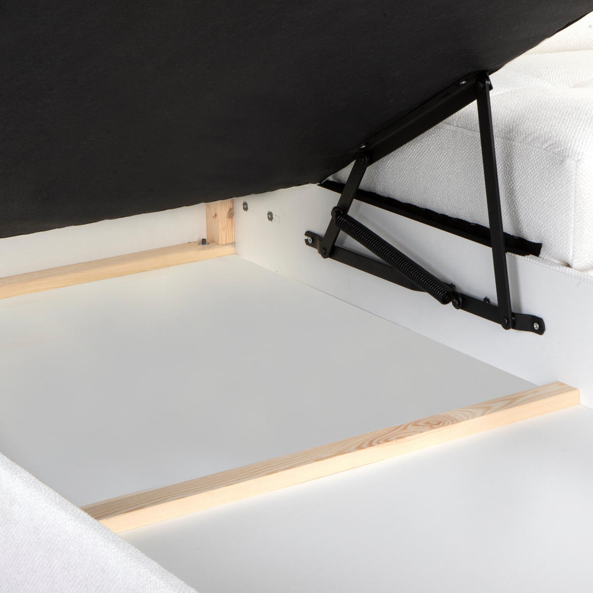 ECKSOFA VOLA Weiß Velours-Stoff mit Schlaffunktion - Weiß, Holz (270/175cm) - MASSENO