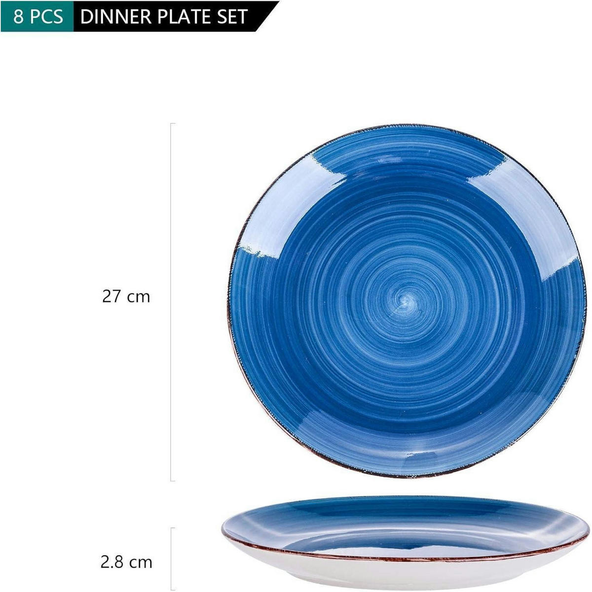 SPEISETELLER Bella 8 teiliges Set Steingut 27 cm Dunkelblau - Blau, Keramik (27/27/2.8cm)