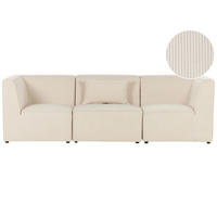 3-SITZER-SOFA Cord hellbeige Lemvig - Beige, Textil (250/78/83cm) - Beliani