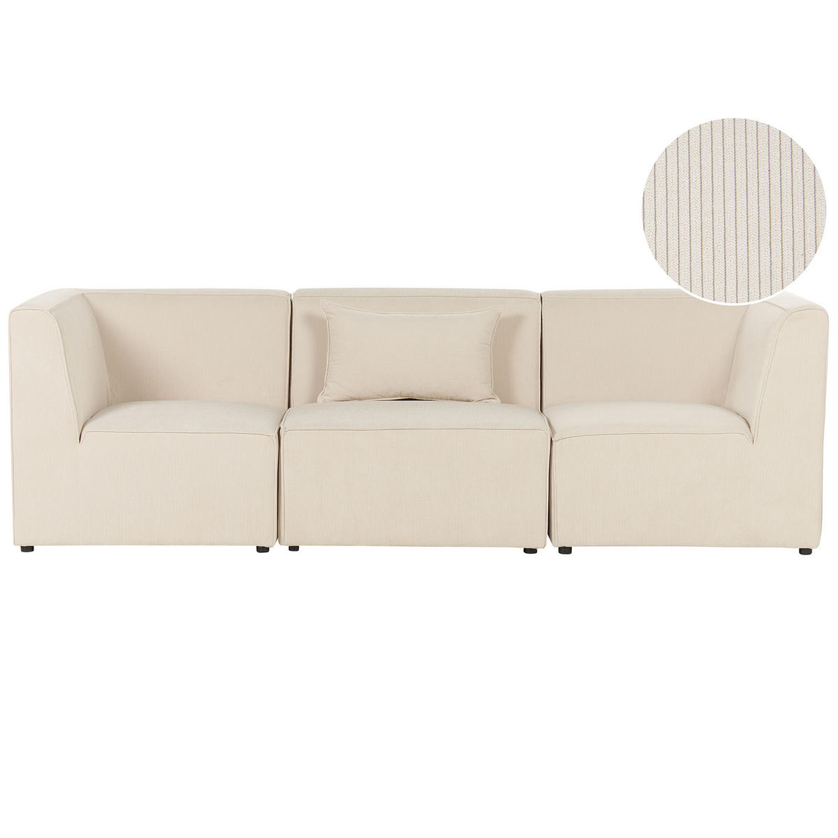 3-SITZER-SOFA Cord hellbeige Lemvig - Beige, Textil (250/78/83cm) - Beliani