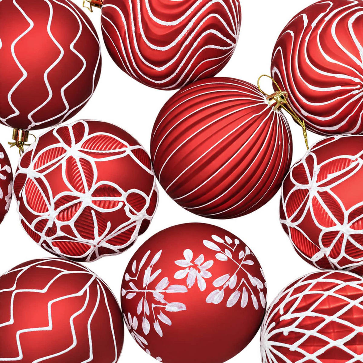 WEIHNACHTSKUGELSET XL 12 -teilig 10 cm Rot Polystyrol - Rot, Kunststoff (10/10/10cm) - vidaXL