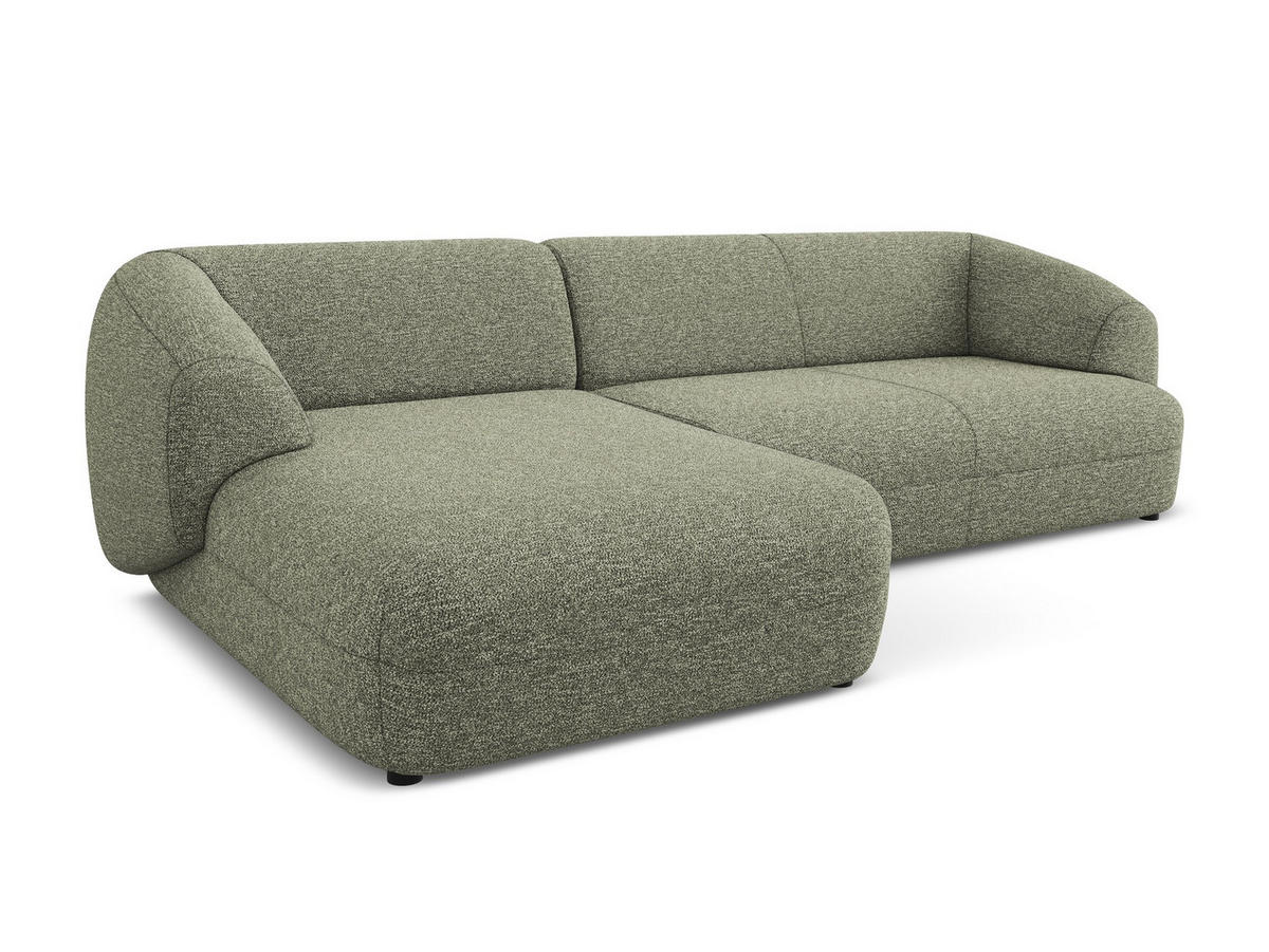 ECKSOFA links Strukturstoff Stoff Grün - Beige/Schwarz, Kunststoff/Textil (156/280cm) - Makamii