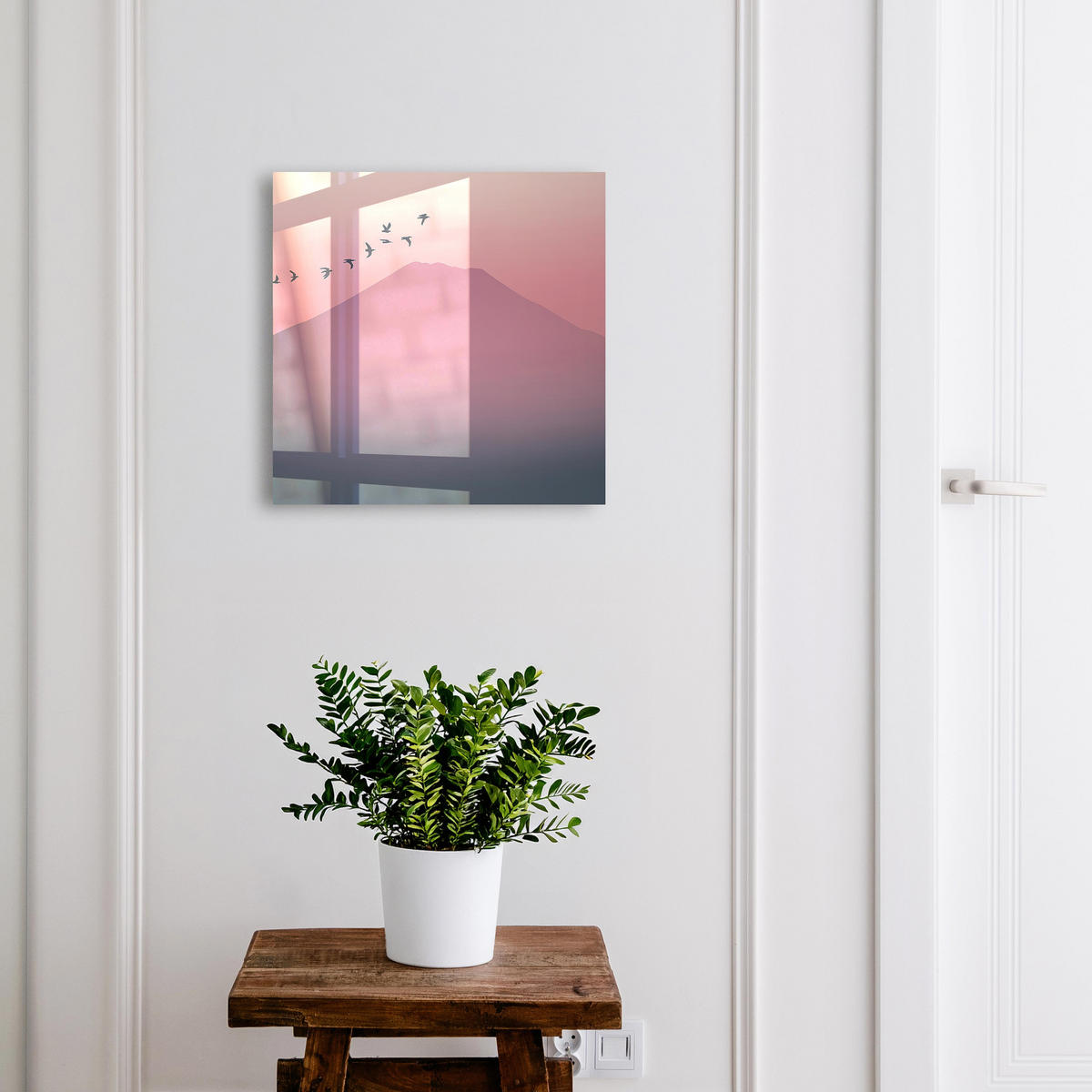 SCHLÜSSELBOX Schwarz 30x30 cm- Türöffnung nach rechts - Friedliche Natur - Pink, Metall (30/30/5cm) - TULUP