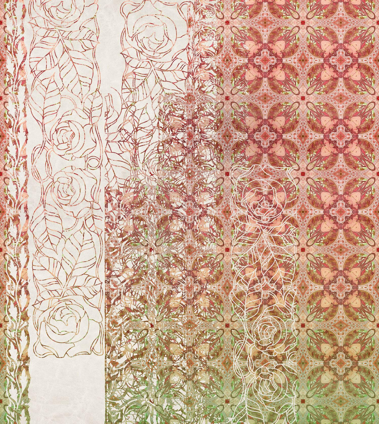 FOTOTAPETE Jugendstil 250 x 280 cm - Rot, Papier (250/280cm) - Sanders & Sanders
