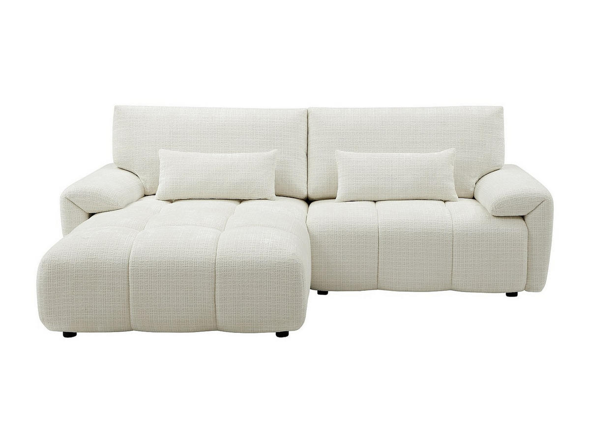 ECKSOFA – Ecke links – Chenille-Stoff – Offwhite – ANELKO - Weiß, Textil (242/171cm) - Vente-Unique