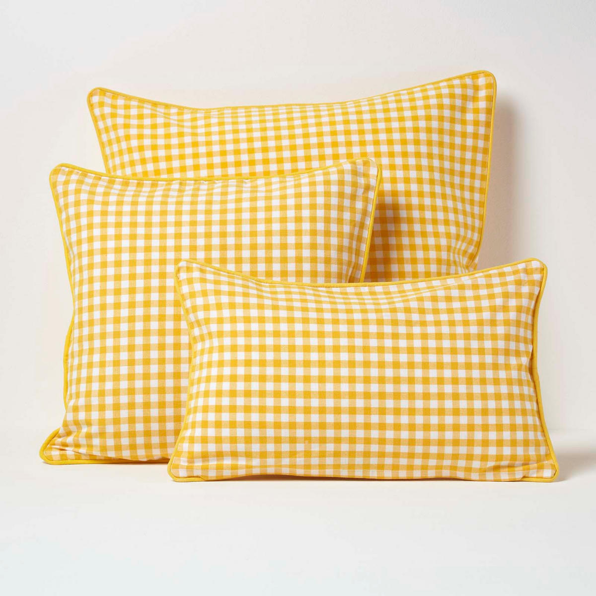 KISSENHÜLLE Vichy-Karo 45/45 cm, 100% Baumwolle - Gelb, Textil (45/45cm) - Homescapes