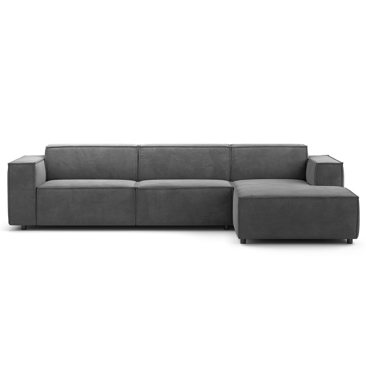 ECKSOFA mit Longchair - Schwarz/Grau, Kunststoff/Textil (294/177cm) - home24