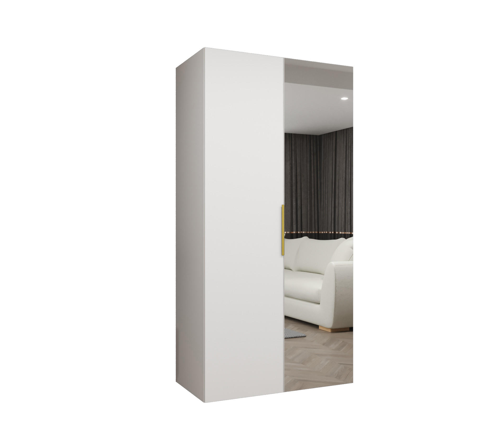 DREHTÜRENSCHRANK 202/100/52 2-türig - Kaschmir/Goldfarben, Holz (100/202/52cm) - MÖBEL KRYSPOL