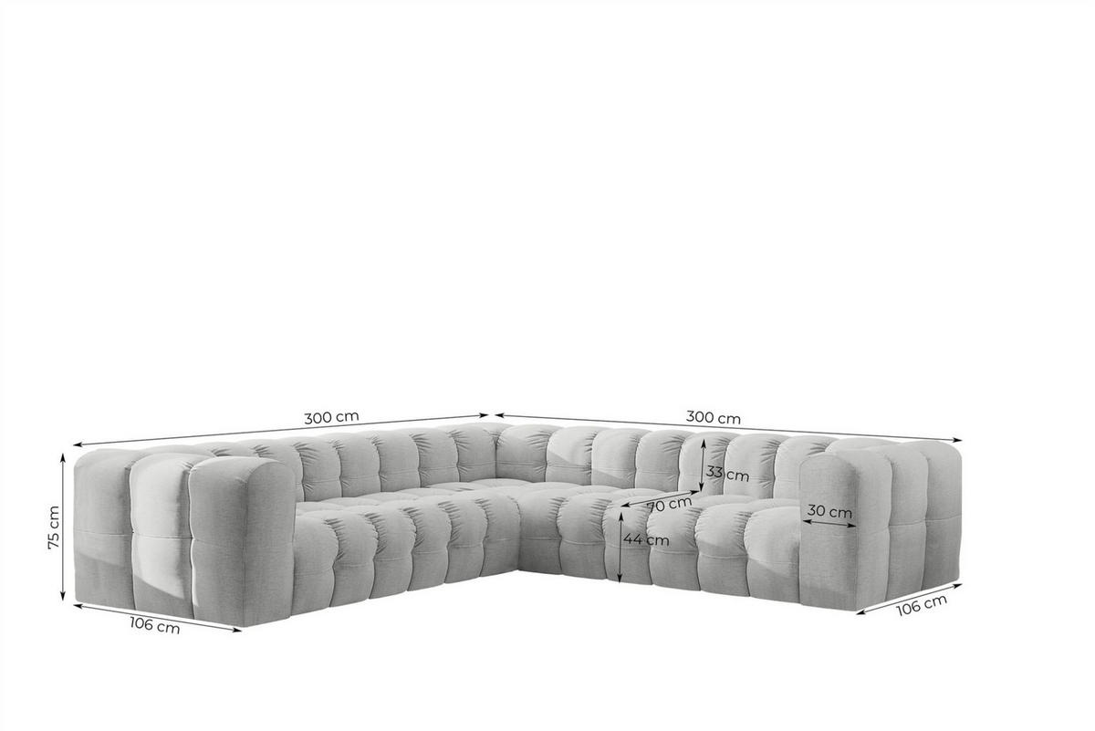 ECKSOFA Solvie In Moly - Hellgrau, Holzwerkstoff/Textil (300/300cm) - Fun Möbel